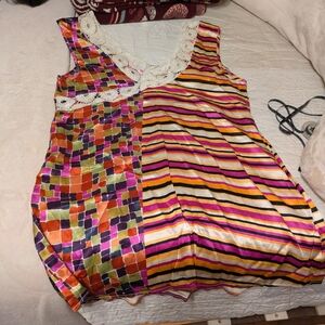 Colorful Patchwork Sleeveless Silk Top